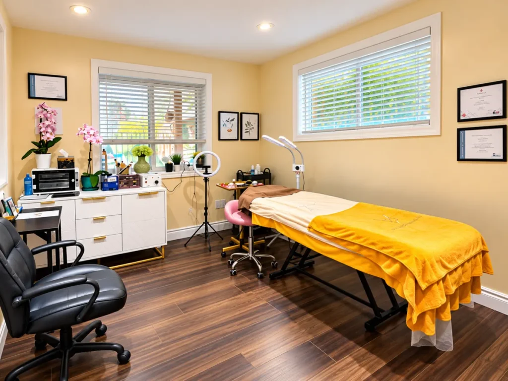 Permanent makeup and facial treatment room at Vivi Brows & Head Spa
