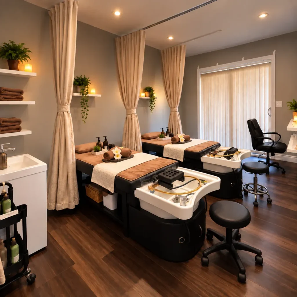 Vietnamese head spa room with two head spa beds at Vivi Brows & Head Spa